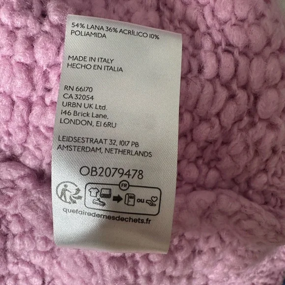Maeve | Pink Chunky Knit Sweater | Wool Blend | Mock Neck | Size M - Picture 6 of 8